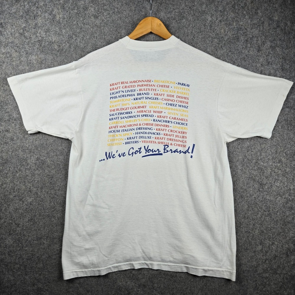 Vintage Kraft Mac n Cheese Promo Shirt Mens L White Logo Graphic 90s